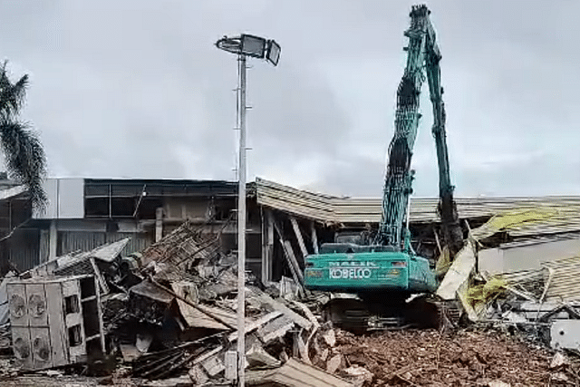 Excavators being used to demolish certain portions of Nagarjuna's Convention centre (Pic Via X)